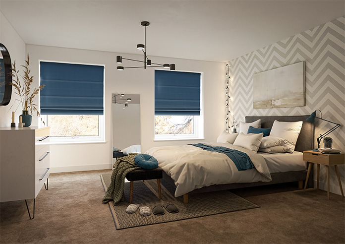 Lyra, Mariana Blue - Motorised Roman Blind - Image 6